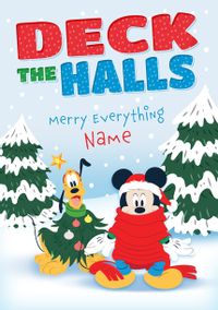 Tap to view Mickey Mouse Deck The Halls Christmas Card