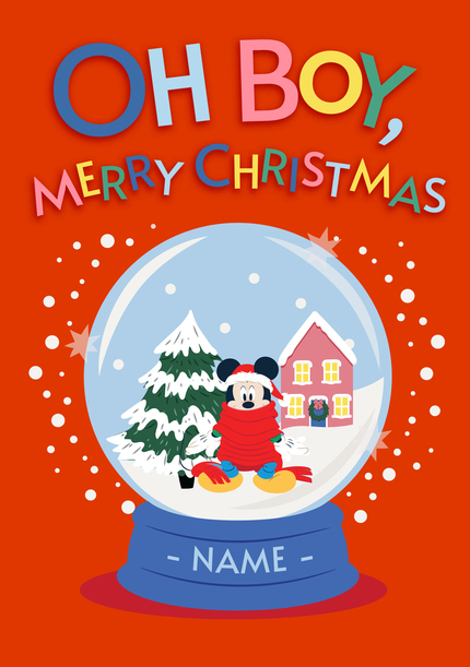 Mickey Mouse Snow Globe Christmas Card