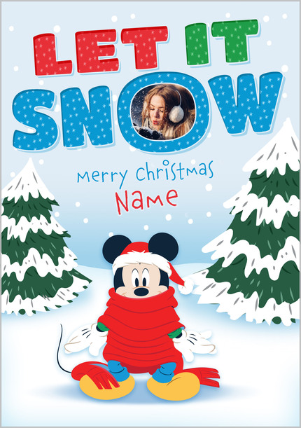 Mickey & Goofy Let It Snow Christmas Photo Card