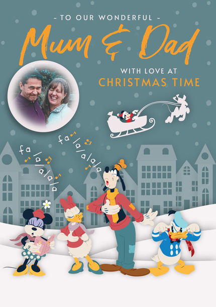 Mickey & Friends Mum & Dad Christmas Photo Card