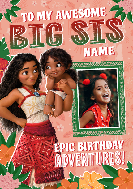 Moana 2 Big Sis Birthday Photo Card