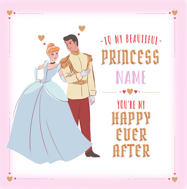 Cinderella Square Valentine's Day Card