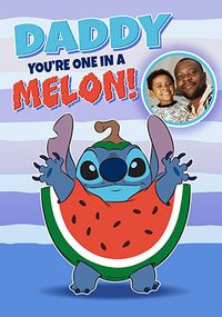 Tap to view Stitch One In A Melon Daddy Birthday Photo Card