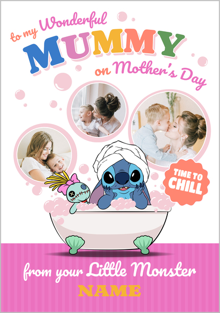 Stitch Wonderful Mummy 3 Photo Mother's Day Card