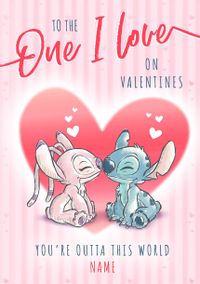 Tap to view Stitch And Angel One I Love Valentine's Day Card