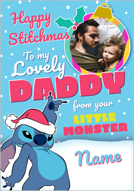 Stitch To Daddy Christmas Photo card