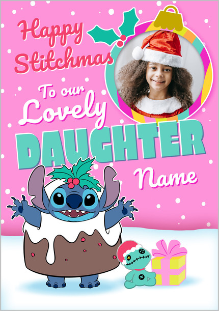 Stitch Lovely Daughter Christmas Photo Card