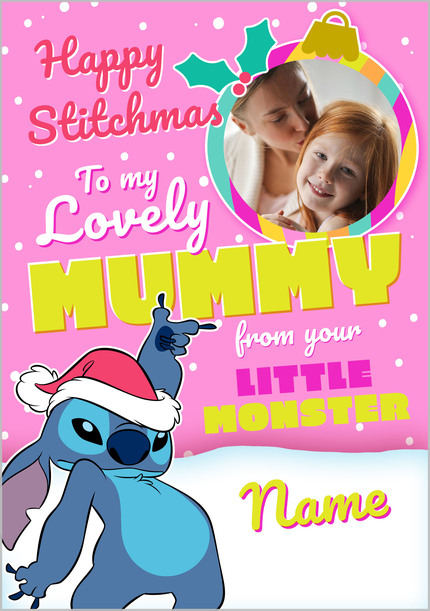 Stitch To Mummy Christmas Photo card