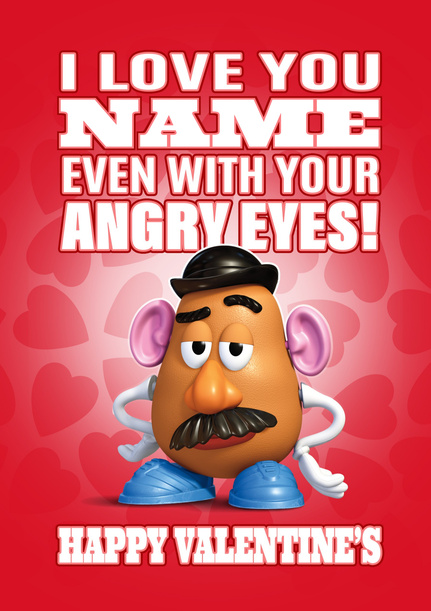 Mr Potato Head Angry Eyes Valentine's Day Card