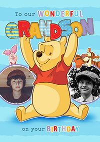 Tap to view Winnie The Pooh Grandson 2 Photo Birthday Card