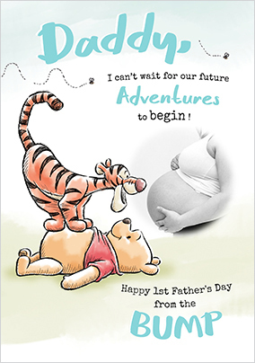 Winnie The Pooh - Blue From the Bump Happy Father's Day Photo card