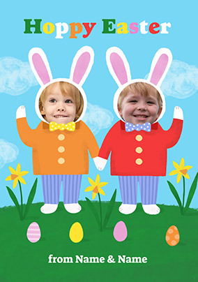 Easter Bunnies Fun Photo Upload Card