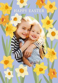 Tap to view Photo Upload Daffodil Border Easter Card