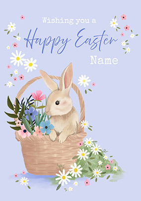 Easter Bunny Basket Personalised Card