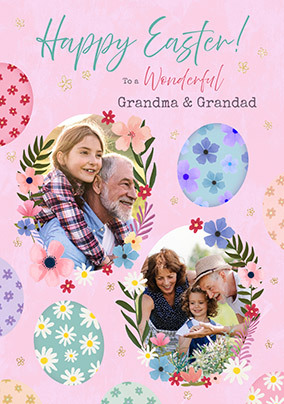 Wonderful Grandma and Grandpa 2 Photo Easter Card