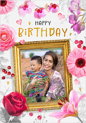 Floral Photo Frame Birthday Card