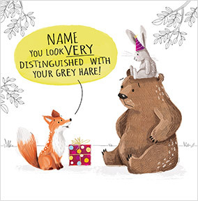 Grey Hare Birthday Card