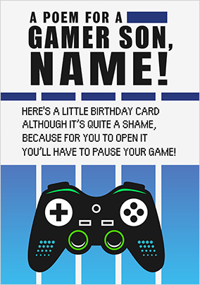 Poem For A Gamer Son Birthday Card