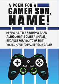 Tap to view Poem For A Gamer Son Birthday Card