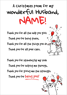 Wonderful Husband Christmas Poem Card