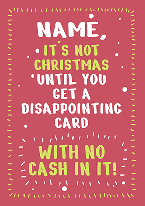 No Cash Christmas Card