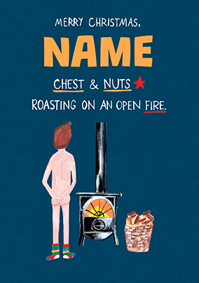 Chest & Nuts Roasting Christmas Card