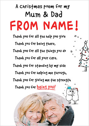 Mum & Dad Christmas Poem Photo Card