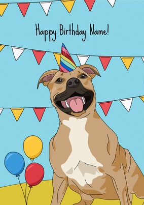 Staffy Dog Birthday Card