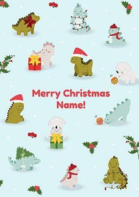 Cute Dinosaurs Christmas Card