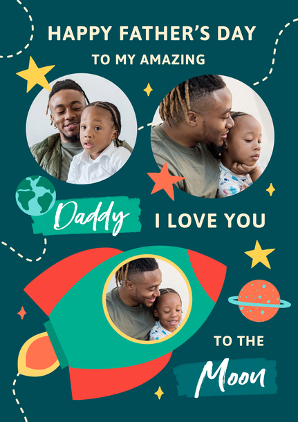 Daddy Moon And Back Photo Father's Day Card