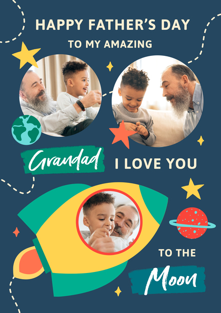 Grandad Moon And Back Photo Father's day Card