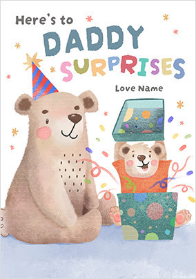Cinnamon Bear Surprises Father's Day Card
