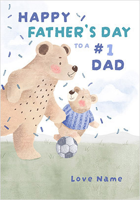 Cinnamon Bear Football Father's Day Card