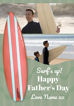 Surfs Up Happy Father's Day 2 Photo Card