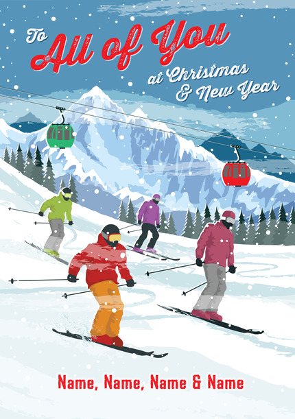 To All of You at Christmas and New Year Skiing Card