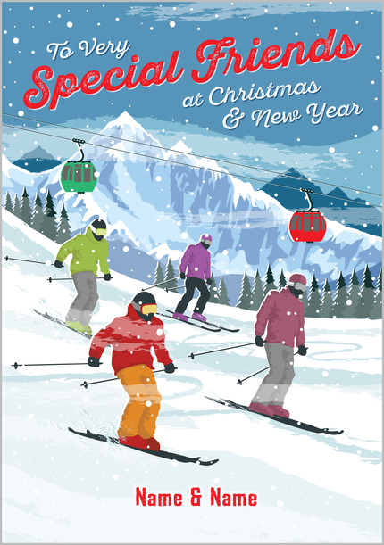 To Special Friends at Christmas and New Year Skiing Card