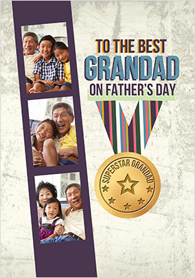 Grandad Medal Multi Photo Father's Day Card