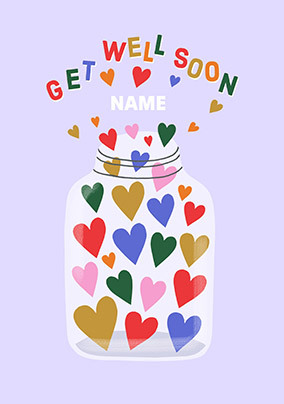 Jar of Hearts Personalised Get Well Soon Card