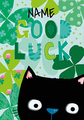 Black Cat Personalised Good Luck Card