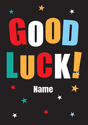 Simple Bold Good Luck Personalised Card