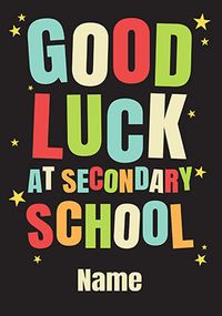 Tap to view Simple Bold Good Luck at Secondary School Personalised Card