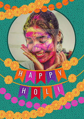 Happy Holi Banners Photo Personalised Card