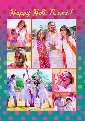 Holi 6 photo Personalised Card