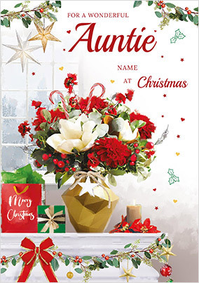 Auntie Bouquet Personalised Christmas Card