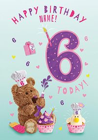 Tap to view Barley Bear - Personalised Six Today Birthday Card
