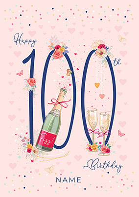 Happy 100th Champagne Birthday Card