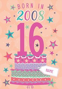 Tap to view Born in 2008 Peach 16th Birthday Card
