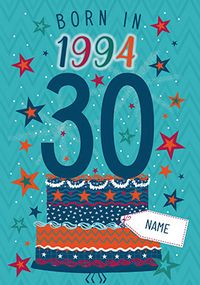 Tap to view Born in 1994 Blue 30th Birthday Card