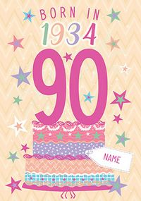 Tap to view Born in 1934 Pink 90th Birthday Card