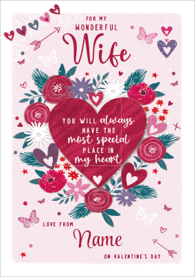 Most Special Place In My Heart Wife Valentine's Day Card